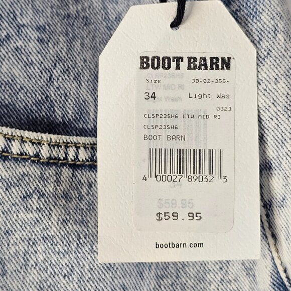 Cleo Wolf Mid Rise Women Short Jean Denim Distressed Light Wash Size 34W - Picture 8 of 13